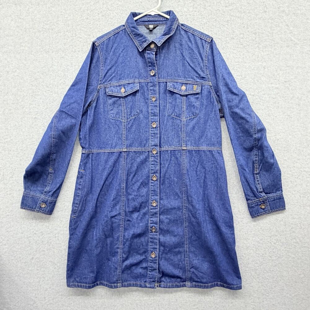 Frye Shirt Dress Womens Extra Large Blue Denim Cowgirl Boho Button Front Pockets